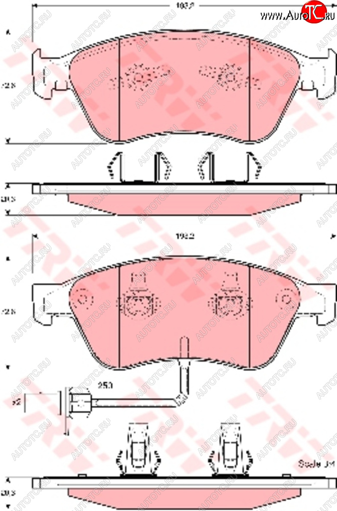 8 649 р. Колодки тормозные передние (4шт.) TRW Audi A8 D3 дорестайлинг (2002-2005)  с доставкой в г. Новочеркасск