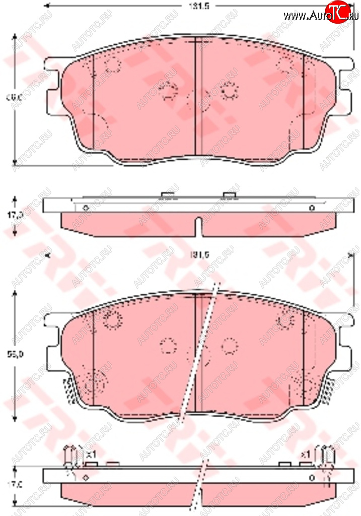 3 299 р. Колодки тормозные передние (4шт.) TRW Mazda 6 GG седан дорестайлинг (2002-2005)  с доставкой в г. Новочеркасск