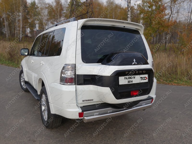 19 299 р. Защита заднего бампера (центральная) d 75*42 мм ТСС Тюнинг  Mitsubishi Pajero  4 V90 (2014-2020) 2-ой рестайлинг (нержавейка)  с доставкой в г. Новочеркасск