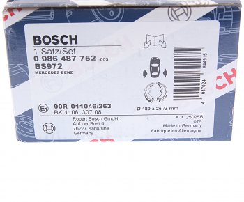 3 279 р. Колодки тормозные задние барабанные (4шт.) BOSCH Mercedes-Benz E-Class W212 дорестайлинг седан (2009-2012)  с доставкой в г. Новочеркасск. Увеличить фотографию 5