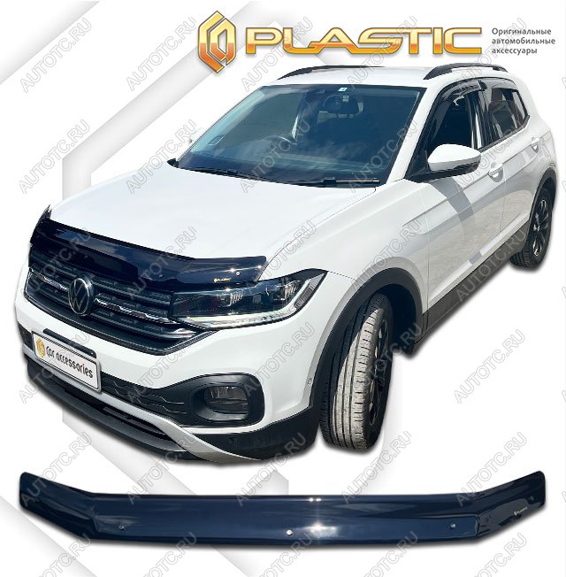 1 999 р. Дефлектор капота CA-Plastic  Volkswagen T-Cross (2019-2025) (серия Classic черный)  с доставкой в г. Новочеркасск