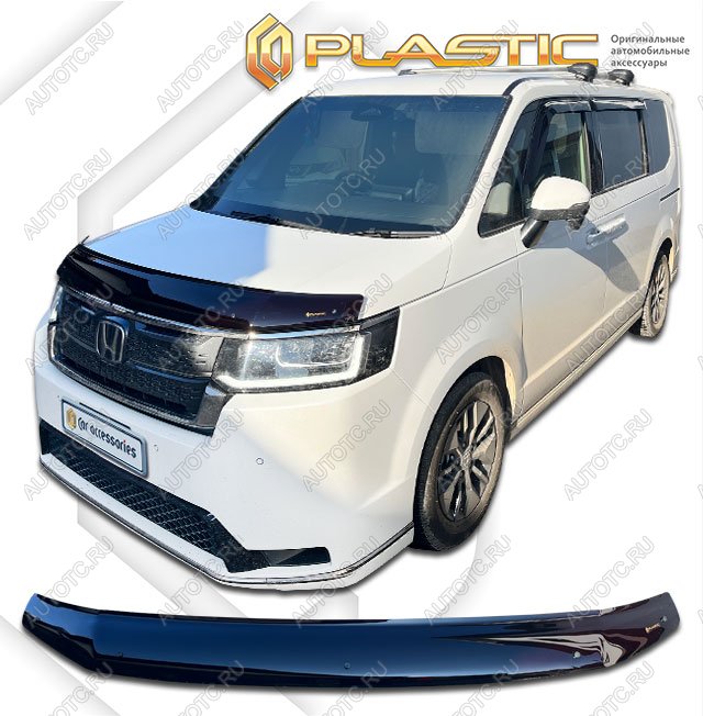 2 159 р.  Дефлектор капота (рынок Японии) CA-Plastic  Honda StepWagon  RP6,RP7, RP8 (2022-2025) минивэн дорестайлинг (серия Classic черный)  с доставкой в г. Новочеркасск