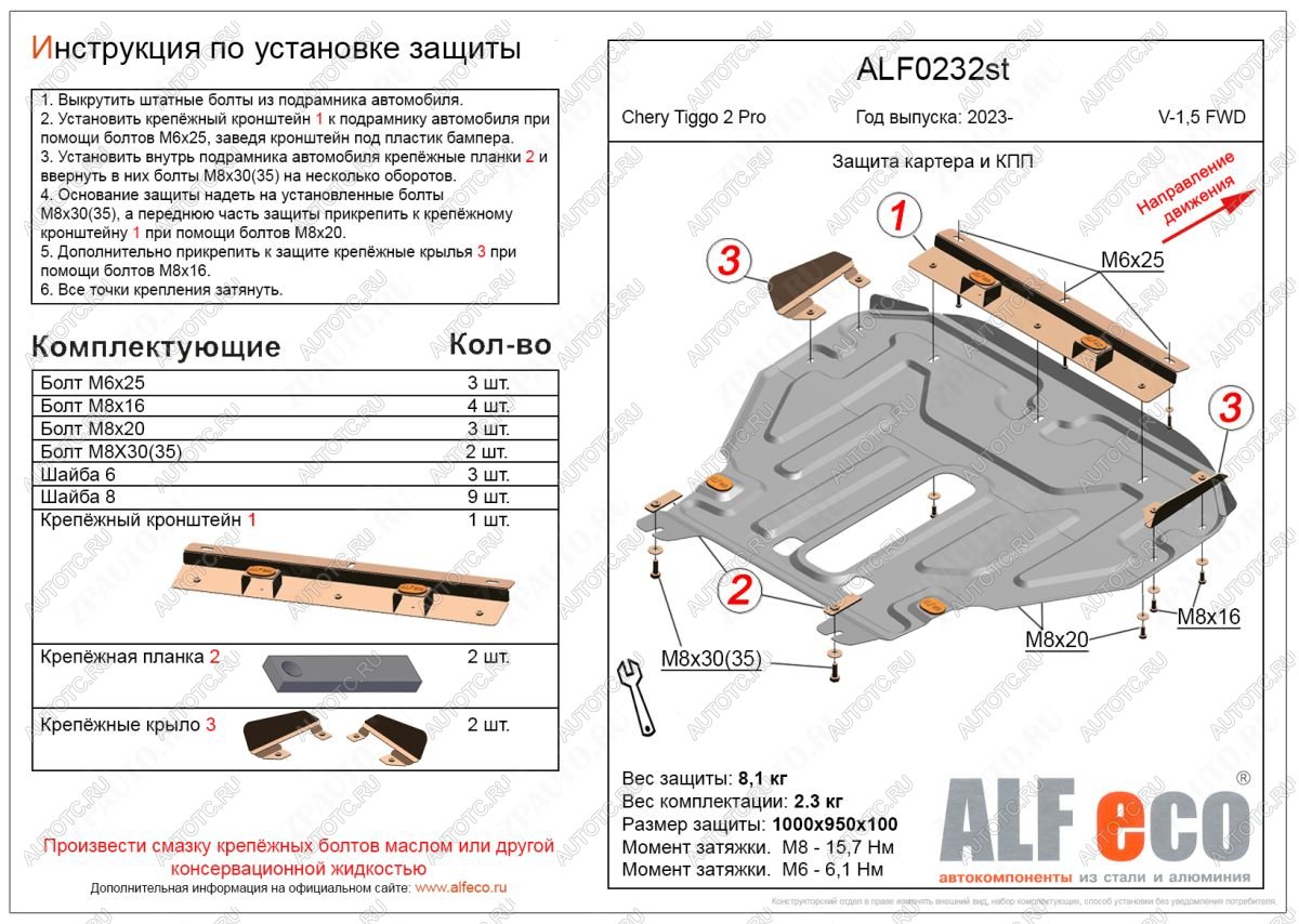 12 349 р. Защита картера и КПП (V-1.5 ) ALFECO  Chery Tiggo 2 Pro (2021-2024) (алюминий 3 мм)  с доставкой в г. Новочеркасск