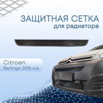 2 399 р. Защитная сетка в бампер (верх, ячейка 3х7 мм) Alfeco Стандарт CITROEN Berlingo B9 рестайлинг (2015-2022) (Чёрная)  с доставкой в г. Новочеркасск. Увеличить фотографию 1