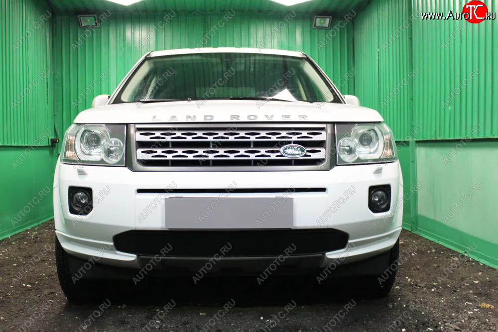 3 199 р. Защитная сетка в бампер (низ, ячейка 3х7 мм) Alfeco Стандарт Land Rover Freelander L359 1-ый рестайлинг (2010-2012) (Чёрная)  с доставкой в г. Новочеркасск