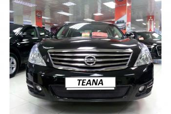 2 589 р. Защита радиатора Стрелка11 Стандарт  Nissan Teana  2 J32 (2008-2014) дорестайлинг, рестайлинг (черная)  с доставкой в г. Новочеркасск. Увеличить фотографию 1