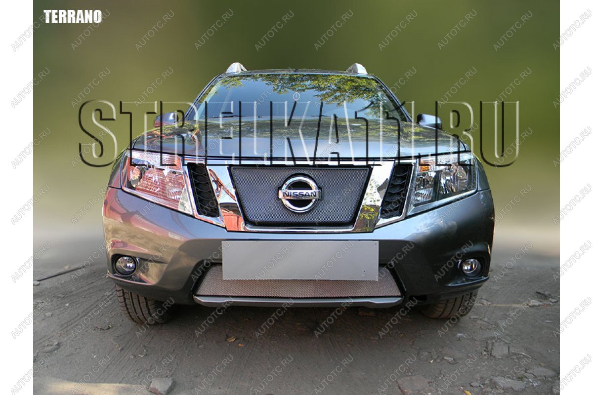 3 279 р. Защита радиатора (верх) Стрелка11 Стандарт  Nissan Terrano  D10 (2013-2016) дорестайлинг (черная)  с доставкой в г. Новочеркасск