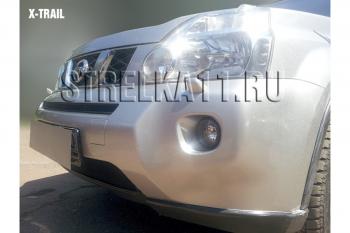 2 659 р. Защита радиатора (середина) Стрелка11 Стандарт Nissan X-trail 2 T31 дорестайлинг (2007-2011) (черная)  с доставкой в г. Новочеркасск. Увеличить фотографию 2