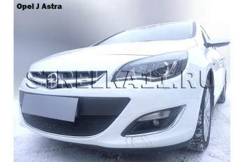 3 099 р. Защита радиатора Стрелка11 Стандарт Opel Astra J универсал рестайлинг (2012-2017) (черная)  с доставкой в г. Новочеркасск. Увеличить фотографию 1