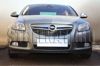 3 399 р. Защита радиатора Стрелка11 Стандарт Opel Insignia A дорестайлинг седан (2008-2013) (черная)  с доставкой в г. Новочеркасск. Увеличить фотографию 2