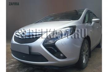 2 899 р. Защита радиатора (верх) Стрелка11 Стандарт  Opel Zafira  С (2011-2016) дорестайлинг (черная)  с доставкой в г. Новочеркасск. Увеличить фотографию 2