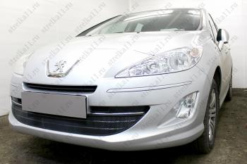 3 679 р. Защита радиатора (3 части) Стрелка11 Стандарт  Peugeot 408 (2010-2017)  дорестайлинг (черная)  с доставкой в г. Новочеркасск. Увеличить фотографию 2