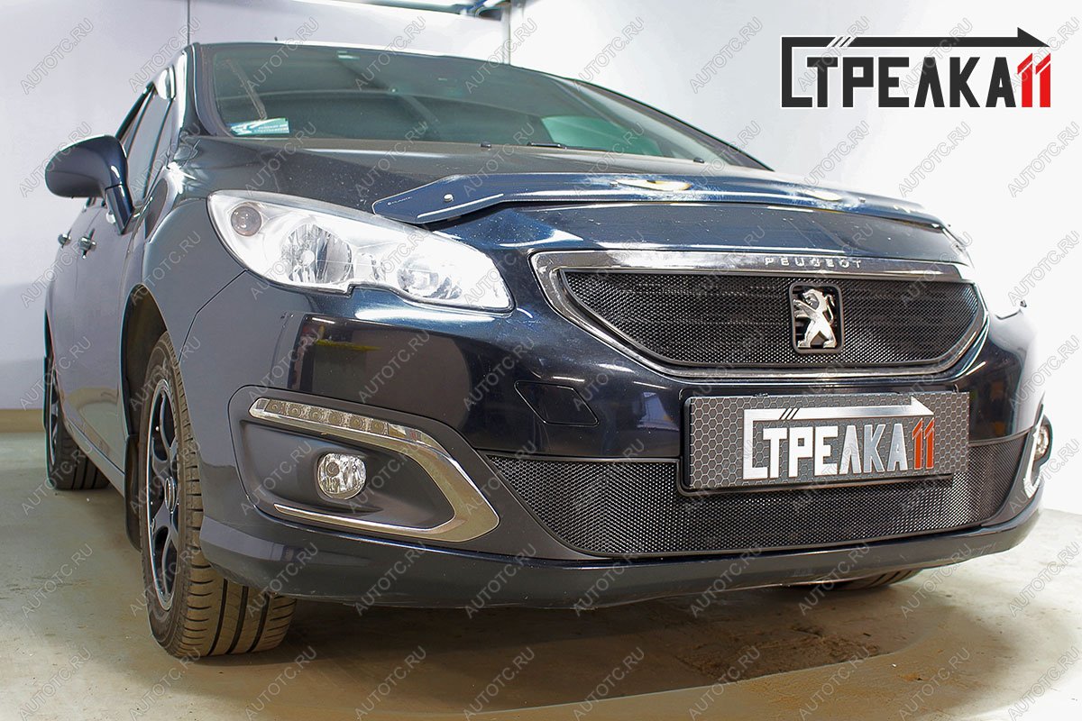 3 179 р. Защита радиатора (верх) Стрелка11 Стандарт  Peugeot 408 (2015-2022) рестайлинг (хром)  с доставкой в г. Новочеркасск