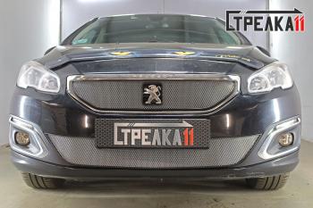 3 179 р. Защита радиатора (верх) Стрелка11 Стандарт  Peugeot 408 (2015-2022) рестайлинг (хром)  с доставкой в г. Новочеркасск. Увеличить фотографию 2