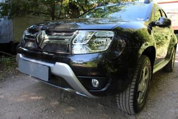 2 559 р. Защита радиатора (верх) Стрелка11 Стандарт Renault Duster HS рестайлинг (2015-2021) (черная)  с доставкой в г. Новочеркасск. Увеличить фотографию 2