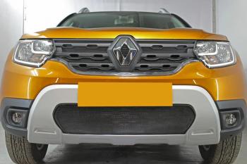 3 599 р. Защита радиатора (верх, 4 части) Стрелка11 Стандарт  Renault Duster  HM (2020-2024) (черная)  с доставкой в г. Новочеркасск. Увеличить фотографию 3