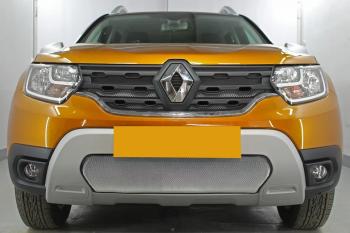 3 779 р. Защита радиатора (верх, 4 части) Стрелка11 Стандарт  Renault Duster  HM (2020-2024) (хром)  с доставкой в г. Новочеркасск. Увеличить фотографию 2