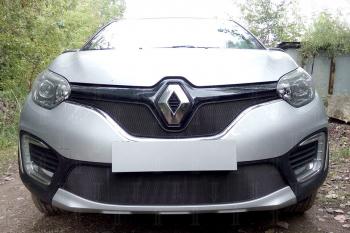 3 299 р. Защита радиатора (верх) Стрелка11 Стандарт Renault Kaptur дорестайлинг (2016-2020) (черная)  с доставкой в г. Новочеркасск. Увеличить фотографию 2