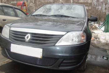 3 399 р. Защита радиатора Стрелка11 Стандарт Renault Logan 1 рестайлинг (2010-2016) (черная)  с доставкой в г. Новочеркасск. Увеличить фотографию 2