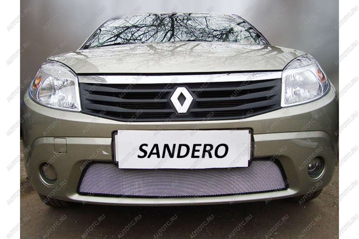 2 999 р. Защита радиатора Стрелка11 Стандарт  Renault Sandero  (BS) (2009-2014) (хром)  с доставкой в г. Новочеркасск