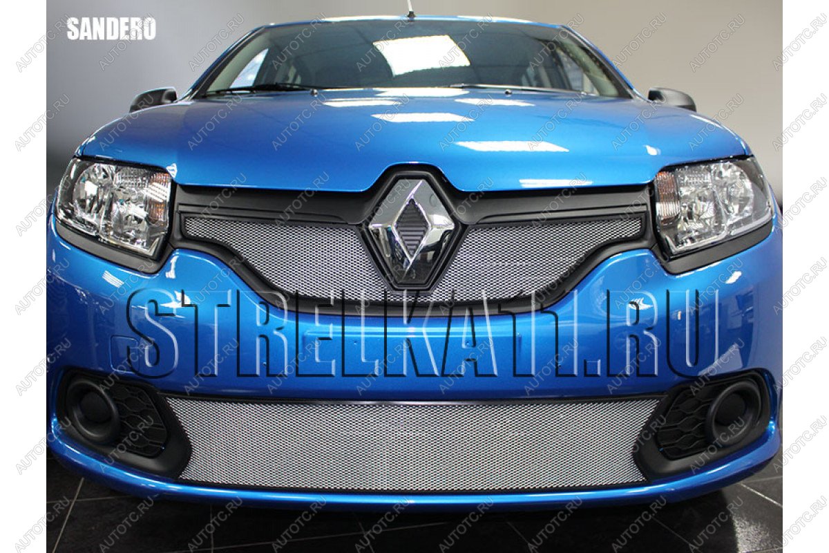 2 689 р. Защита радиатора (низ) Стрелка11 Стандарт Renault Sandero (B8) дорестайлинг (2014-2018) (хром)  с доставкой в г. Новочеркасск