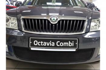 2 499 р. Защита радиатора Стрелка11 Стандарт Skoda Octavia A5 рестайлинг универсал (2008-2013) (черная)  с доставкой в г. Новочеркасск. Увеличить фотографию 1