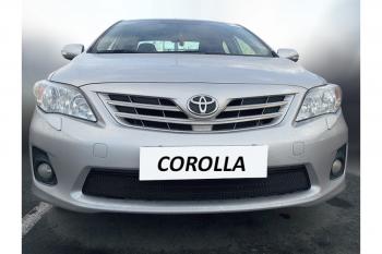 2 499 р.  Защита радиатора Стрелка11 Стандарт Toyota Corolla E150 седан рестайлинг (2009-2013) (черная)  с доставкой в г. Новочеркасск. Увеличить фотографию 1