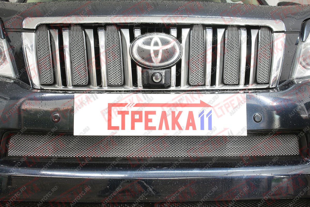 4 389 р. Защита радиатора (верх 6 частей) Стрелка11 Стандарт  Toyota Land Cruiser Prado  J150 (2009-2013) дорестайлинг (хром)  с доставкой в г. Новочеркасск