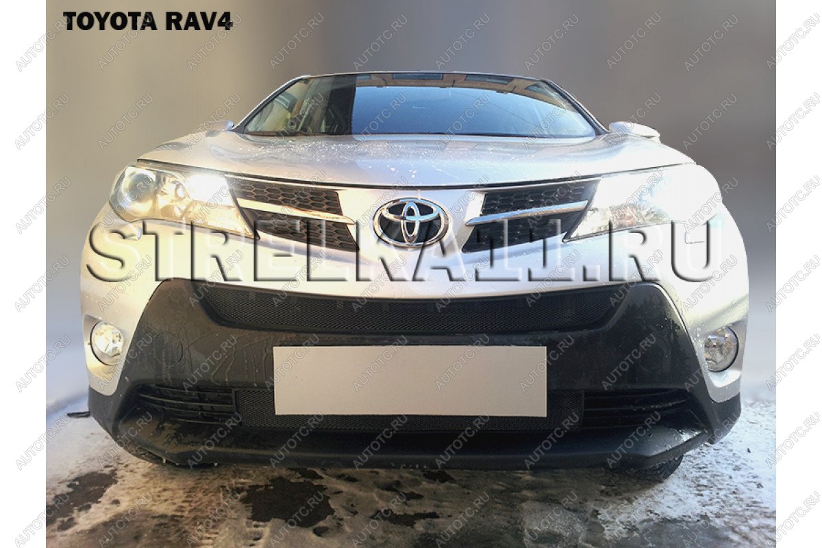 2 899 р. Защита радиатора (верх) Стрелка11 Стандарт  Toyota RAV4  XA40 (2012-2015) 5 дв. дорестайлинг (черная)  с доставкой в г. Новочеркасск