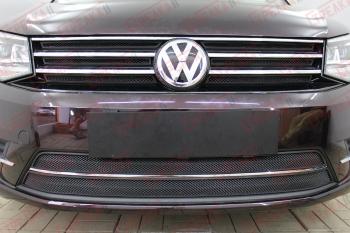 3 999 р. Защита радиатора (верх 6 частей) Стрелка11 Стандарт Volkswagen Caddy 2K рестайлинг (2015-2020) (черная)  с доставкой в г. Новочеркасск. Увеличить фотографию 1