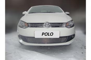 2 999 р. Защита радиатора Стрелка11 Стандарт  Volkswagen Polo  5 (2009-2015) седан дорестайлинг (хром)  с доставкой в г. Новочеркасск. Увеличить фотографию 2