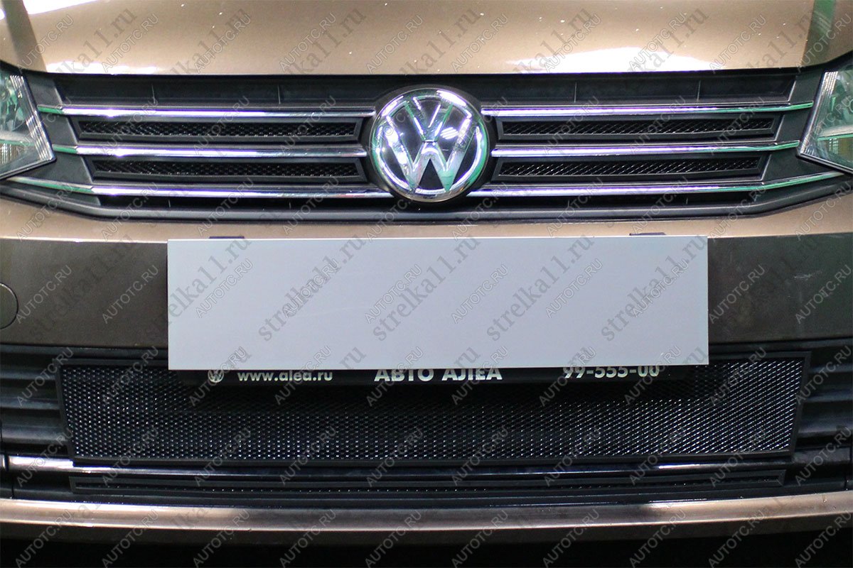 3 679 р. Защита радиатора (4 части верх) Стрелка11 Стандарт Volkswagen Polo 5 седан рестайлинг (2015-2020) (черная)  с доставкой в г. Новочеркасск