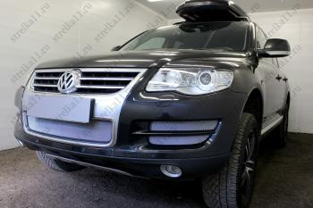 3 679 р. Защита радиатора (боковая 4 части) Стрелка11 Стандарт  Volkswagen Touareg  GP (2006-2010) рестайлинг (хром)  с доставкой в г. Новочеркасск. Увеличить фотографию 2