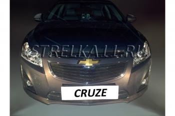 599 р. Зимняя заглушка решетки радиатора (верх) Стрелка11 Chevrolet Cruze J308 универсал рестайлинг (2012-2015) (черная)  с доставкой в г. Новочеркасск. Увеличить фотографию 1