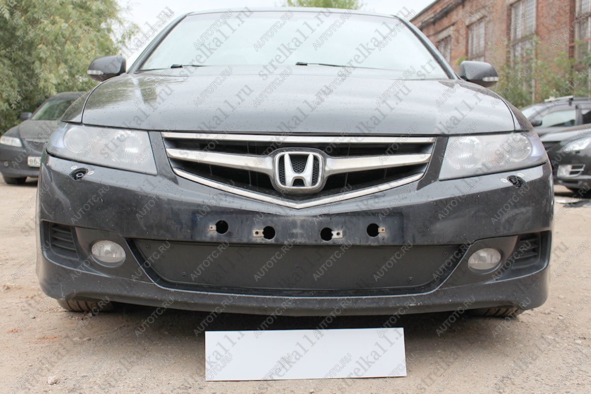 799 р. Зимняя заглушка решетки радиатора Стрелка11  Honda Accord  CM (2006-2008) универсал рестайлинг (черная)  с доставкой в г. Новочеркасск