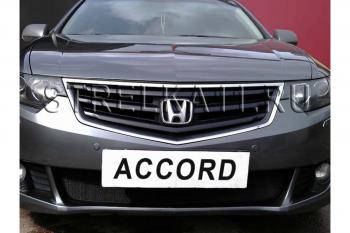 Зимняя заглушка решетки радиатора Стрелка11 Honda (Хонда) Accord (Аккорд)  CW (2008-2011) CW универсал дорестайлинг  (черная)