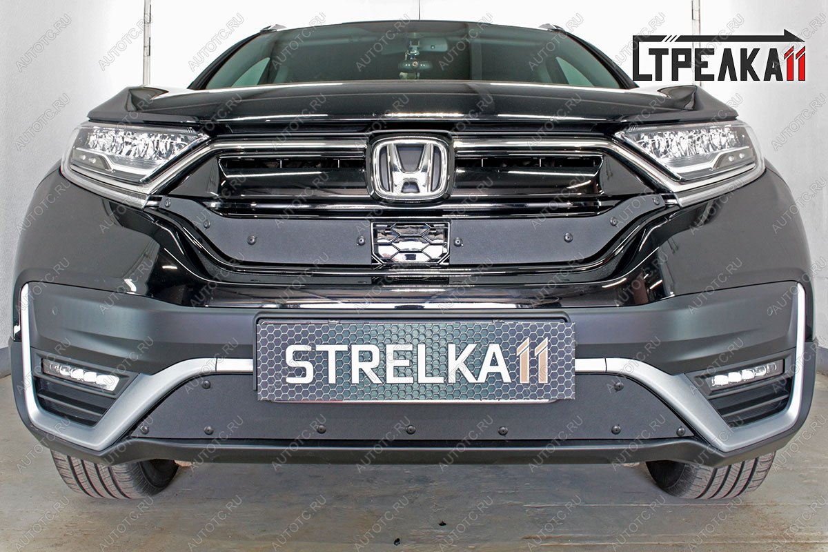 1 199 р. Зимняя заглушка решетки радиатора (верх 2 части) Стрелка11  Honda CR-V  RW,RT (2019-2022) рестайлинг (черная)  с доставкой в г. Новочеркасск