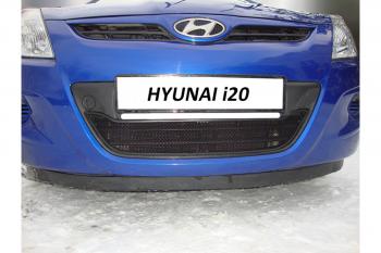 799 р. Зимняя заглушка решетки радиатора Стрелка11  Hyundai i20  PB (2008-2012) хэтчбэк дорестайлинг (черная)  с доставкой в г. Новочеркасск. Увеличить фотографию 2