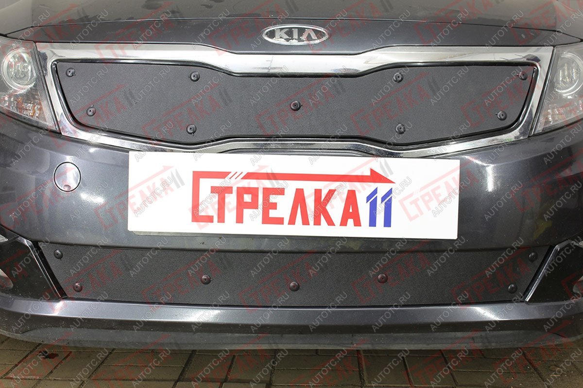 749 р. Зимняя заглушка решетки радиатора (низ) Стрелка11 KIA Optima 3 TF дорестайлинг седан (2010-2013) (черная)  с доставкой в г. Новочеркасск