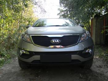 799 р. Зимняя заглушка решетки радиатора (верх) Стрелка11   KIA Sportage  3 SL (2010-2014) дорестайлинг (черная)  с доставкой в г. Новочеркасск. Увеличить фотографию 2