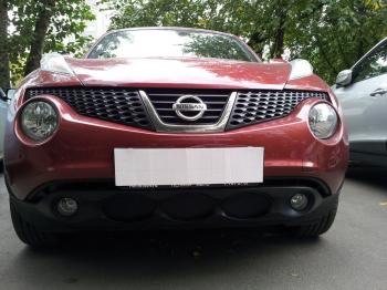 799 р. Зимняя заглушка решетки радиатора Стрелка11  Nissan Juke  1 YF15 (2010-2014) дорестайлинг (черная)  с доставкой в г. Новочеркасск. Увеличить фотографию 2