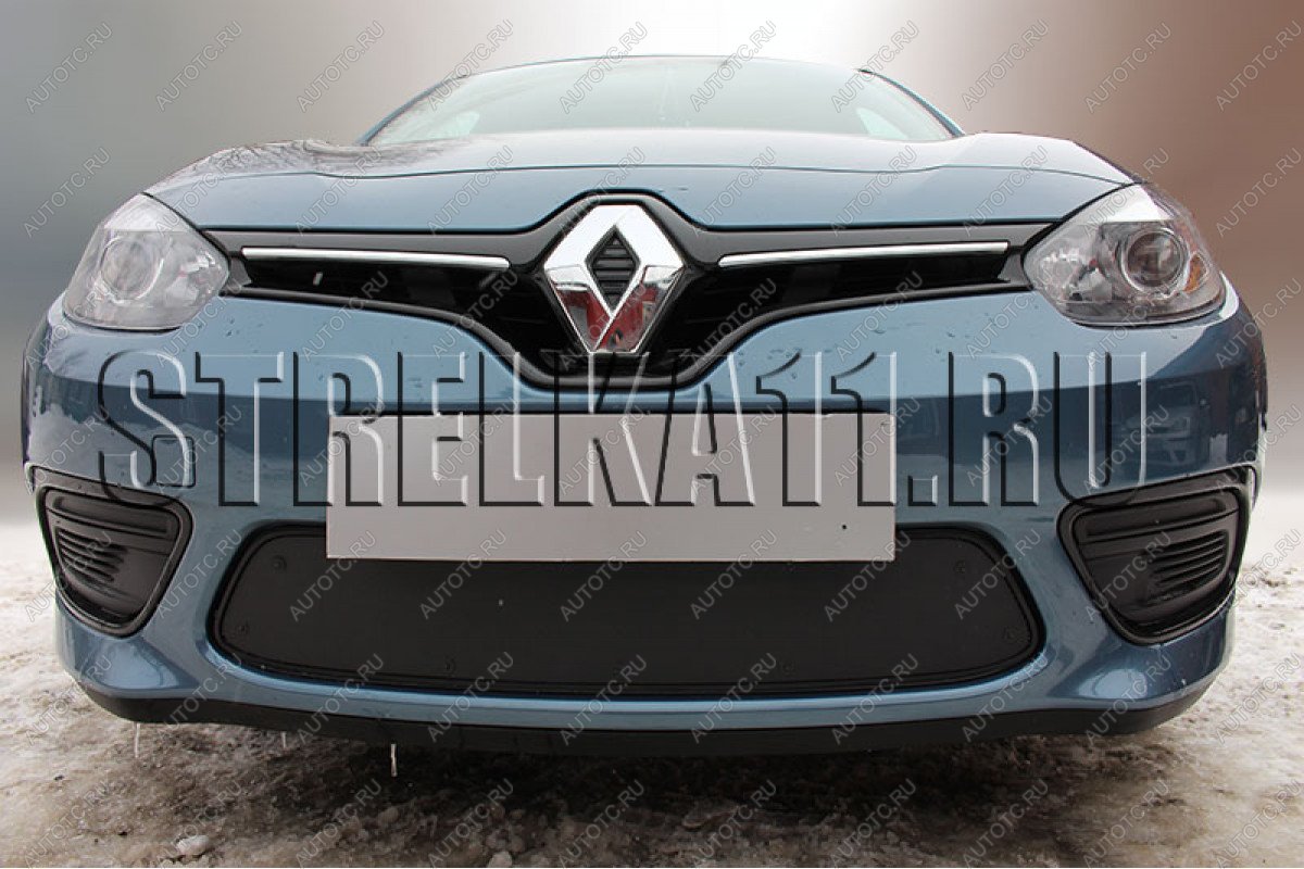 799 р. Зимняя заглушка решетки радиатора (верх, 2 детали) Стрелка11  Renault Fluence (2012-2016) рестайлинг (черная)  с доставкой в г. Новочеркасск