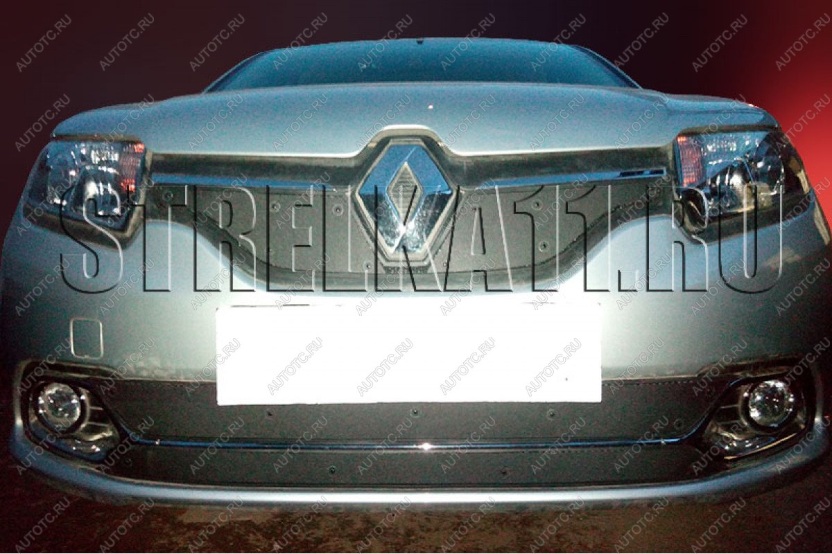 799 р. Зимняя заглушка решетки радиатора (Privilege, Luxe Privilege) (низ) Стрелка11  Renault Logan  2 (2014-2018) дорестайлинг (черная)  с доставкой в г. Новочеркасск