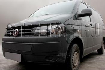 Зимняя заглушка решетки радиатора Стрелка11 Volkswagen Caravelle T5 рестайлинг (2009-2015)  (черная)