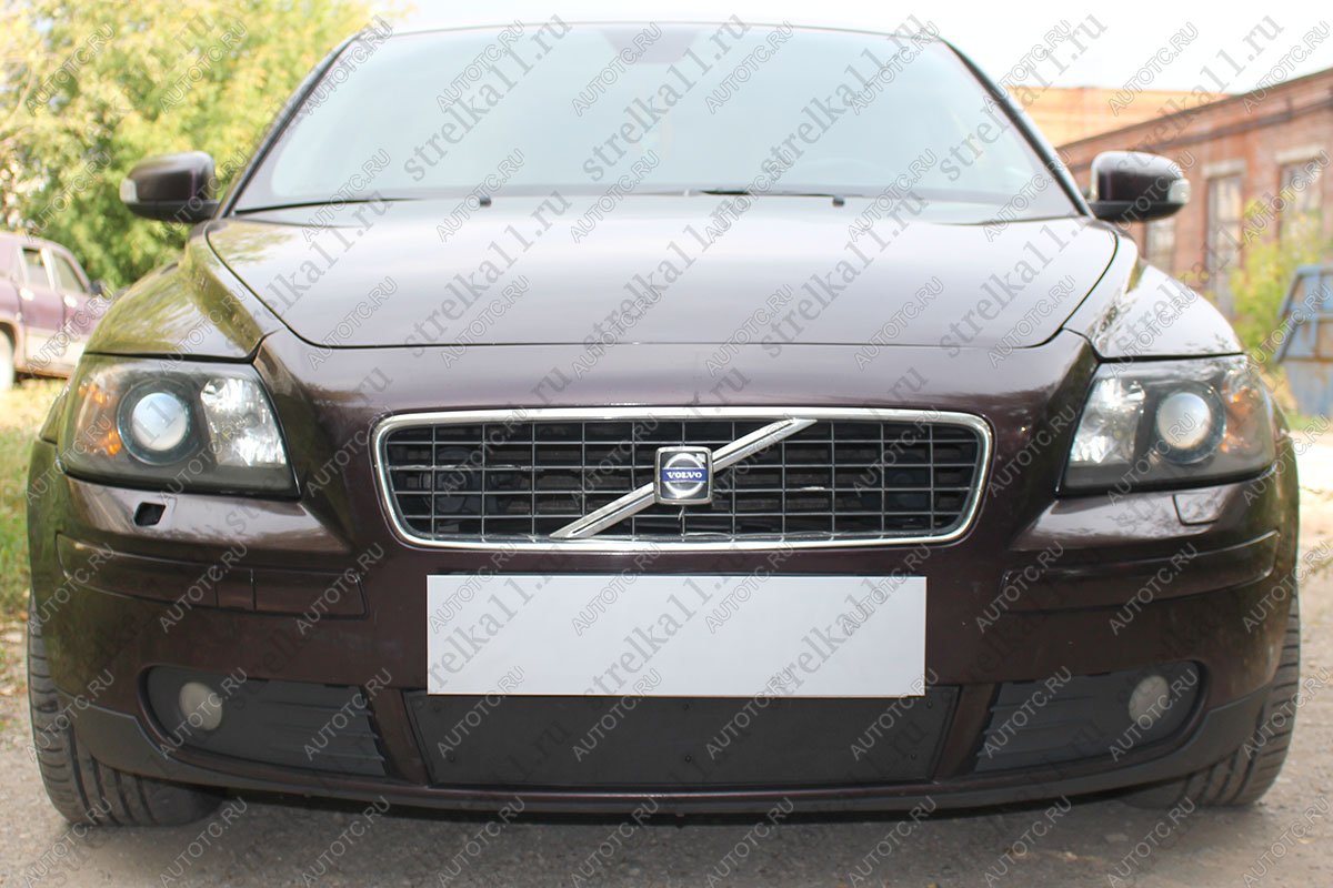 799 р. Зимняя заглушка решетки радиатора Стрелка11  Volvo S40  MS седан (2004-2007) дорестайлинг (черная)  с доставкой в г. Новочеркасск