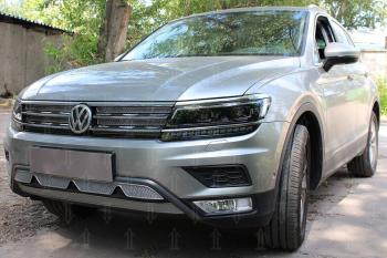 10 299 р. Защита радиатора (низ с камерой) (Off-Road) Стрелка11 Премиум  Volkswagen Tiguan  Mk2 (2016-2020) дорестайлинг (хром)  с доставкой в г. Новочеркасск. Увеличить фотографию 2