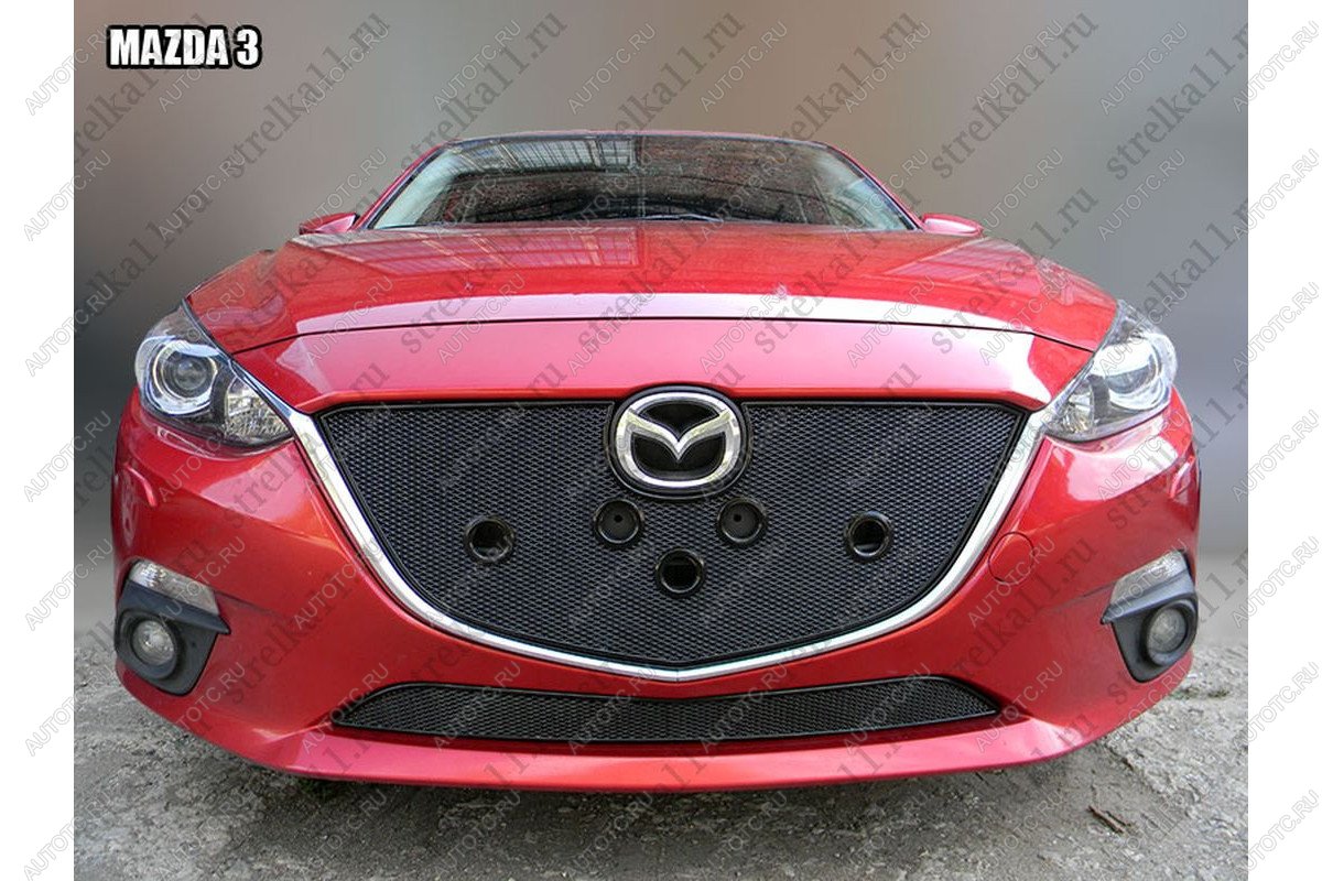 799 р. Зимняя заглушка решетки радиатора (низ) премиум Стрелка11  Mazda 3/Axela  BM (2013-2016) дорестайлинг седан, дорестайлинг, хэтчбэк (черная)  с доставкой в г. Новочеркасск