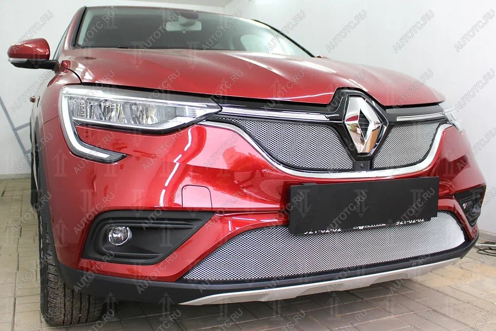 7 549 р. Защита радиатора (верх, 2 части) Стрелка11 PREMIUM  Renault Arkana (2019-2024) (хром)  с доставкой в г. Новочеркасск