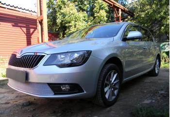 5 399 р. Защита радиатора Стрелка11 PREMIUM Skoda Superb (B6) 3T лифтбэк рестайлинг (2013-2015) (хром)  с доставкой в г. Новочеркасск. Увеличить фотографию 2