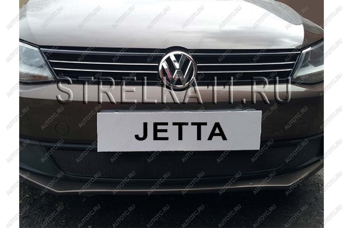 4 649 р. Защита радиатора Стрелка11 PREMIUM Volkswagen Jetta A6 седан дорестайлинг (2011-2015) (черная)  с доставкой в г. Новочеркасск